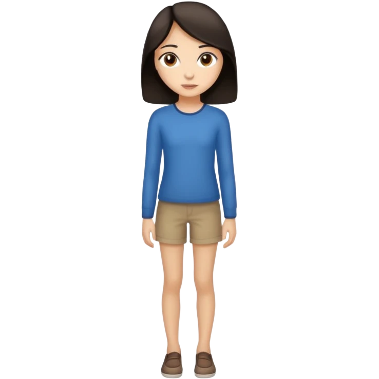 Make an emoji of a slender, full-length girl with dark hair and brown eyes emoji