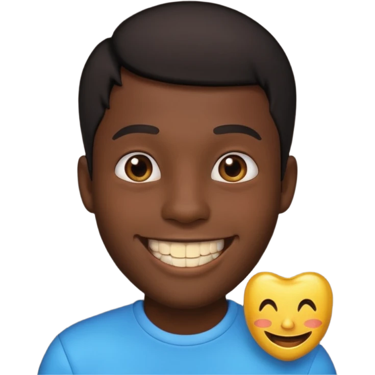 Isso agora faca esse emoji masculino com um cabelo preto baixo e um sorriso com um dente de ouro emoji