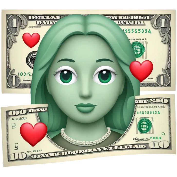Dollar bill with heart eyes emoji