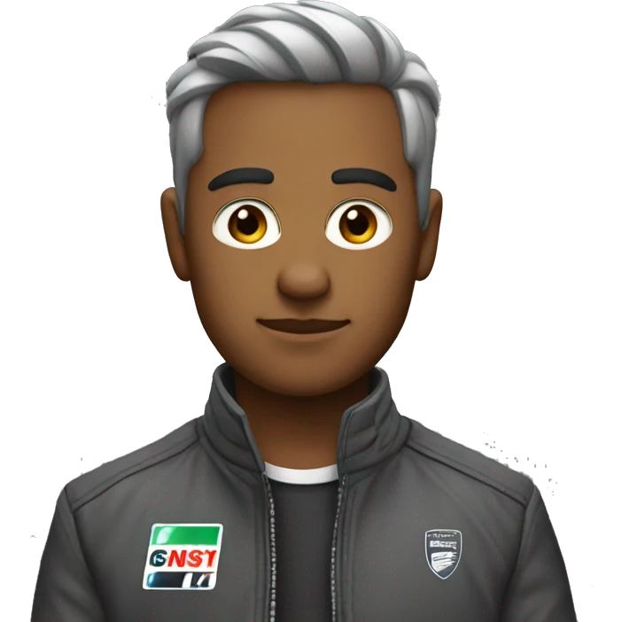 greyscale serious with F1 jacket emoji