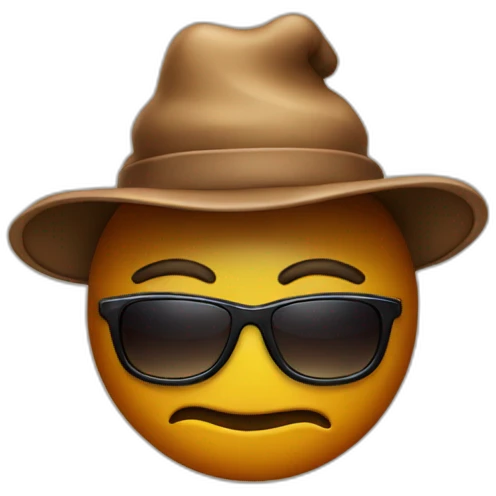 Poop with a hat and sunglasses emoji