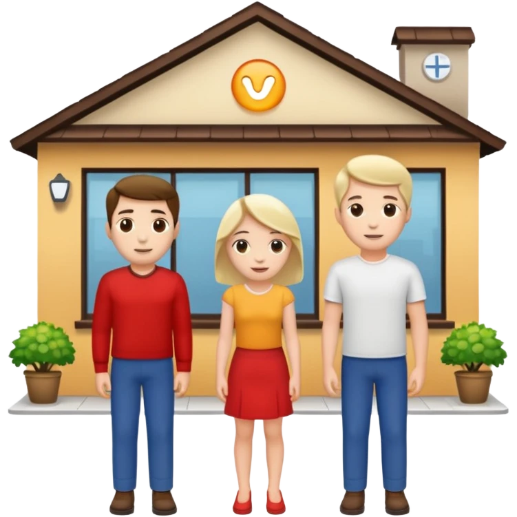 Only two grown characters + shop building emoji