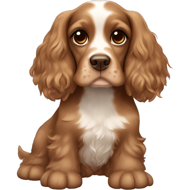 Brown English Cocker spaniel with light brown details, a girl  emoji