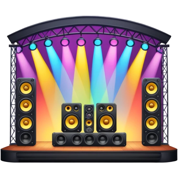concert stage with colorful lights and huge speakers emoji