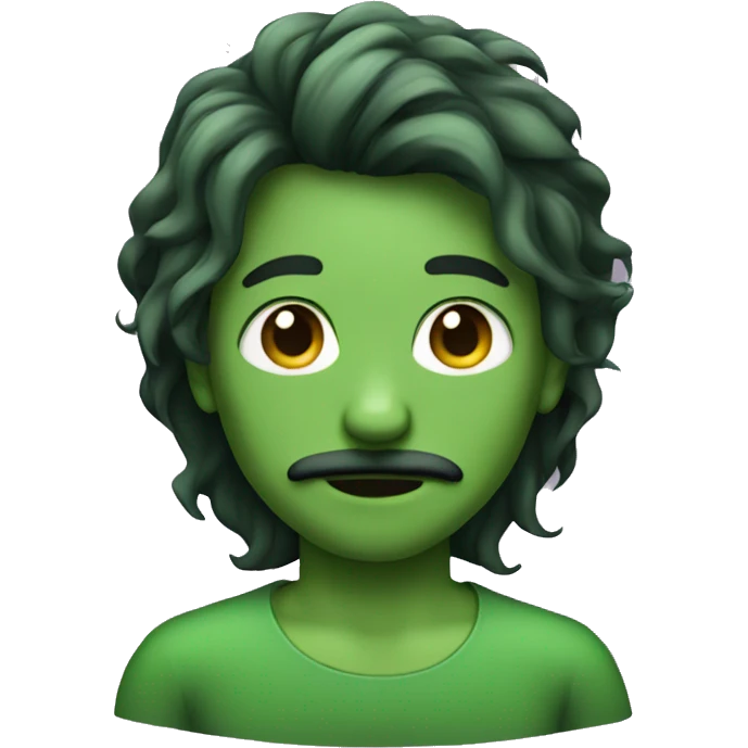 boy green skin with moustache and long hair emoji