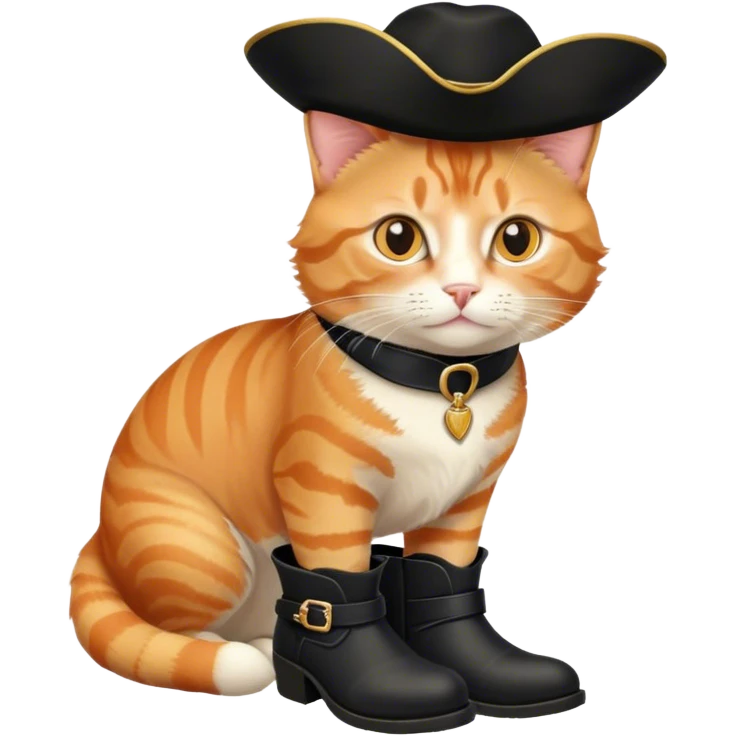 orange tabby cat with black with black matador hat with the black boots emoji