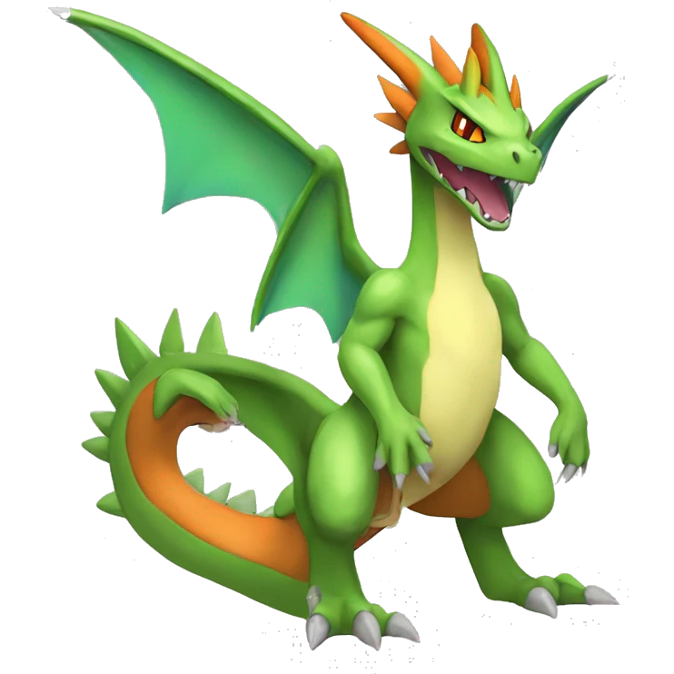 Anthro Cool Edgy Legendary Fakemon-Pokémon-Flygon-Charizard-Fantasy-Creature With Full Body Detailed High Quality emoji
