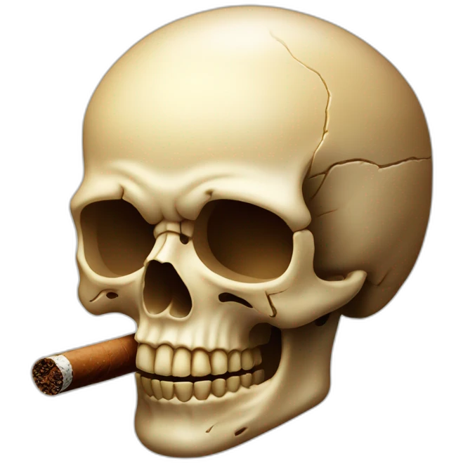 a skull lighting a cigar emoji