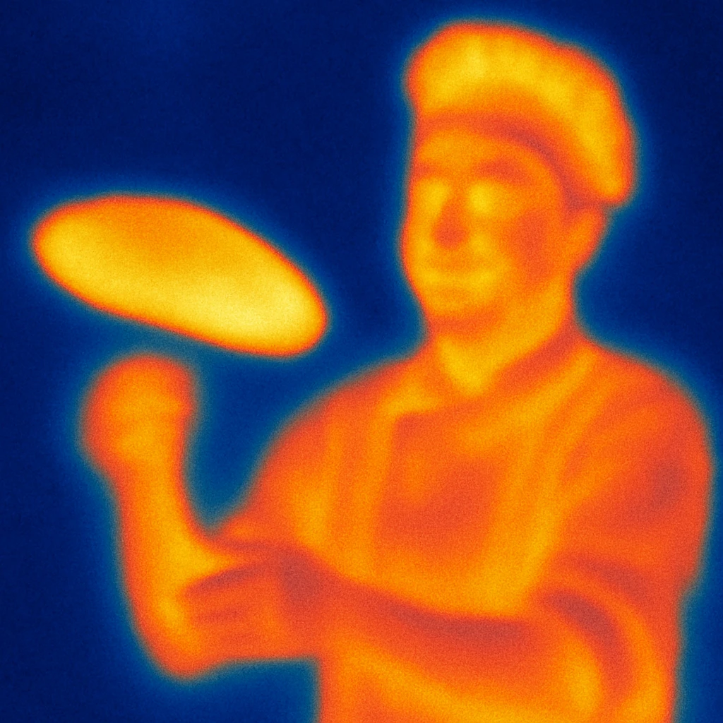 smiling Italian chef spinning pizza dough emoji