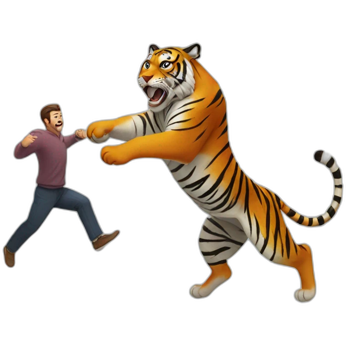 tiger chasing a man emoji