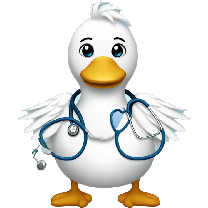 swan with surgical costume and stethoscope  emoji