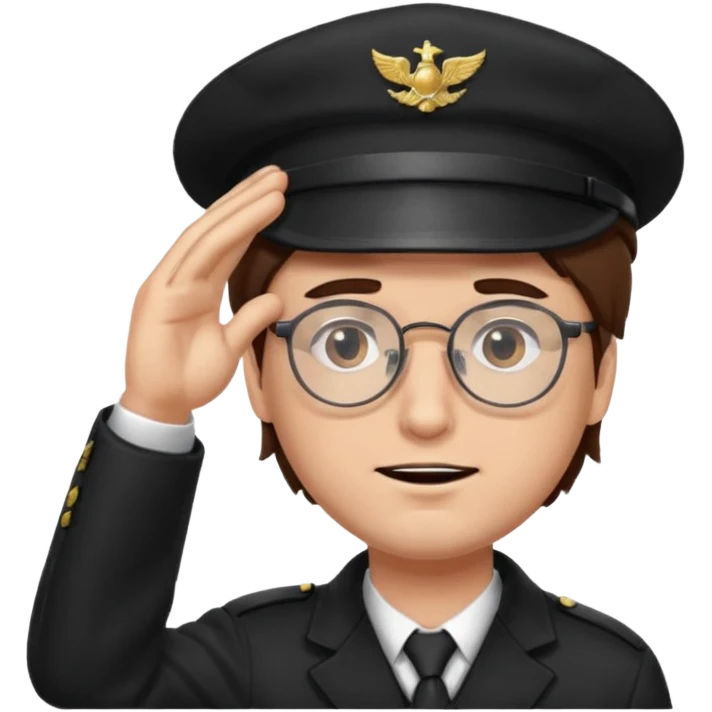 Brown hair man black hat glasses Salute with tear coming out eye emoji