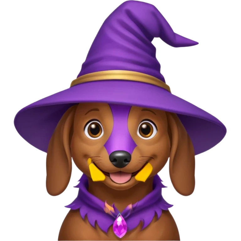 Dachshund dog wear purple wicth hat emoji