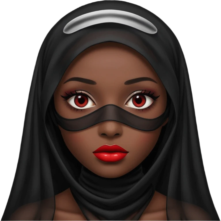 Face hidden under sheer black veil, lips and eyes barely visible emoji
