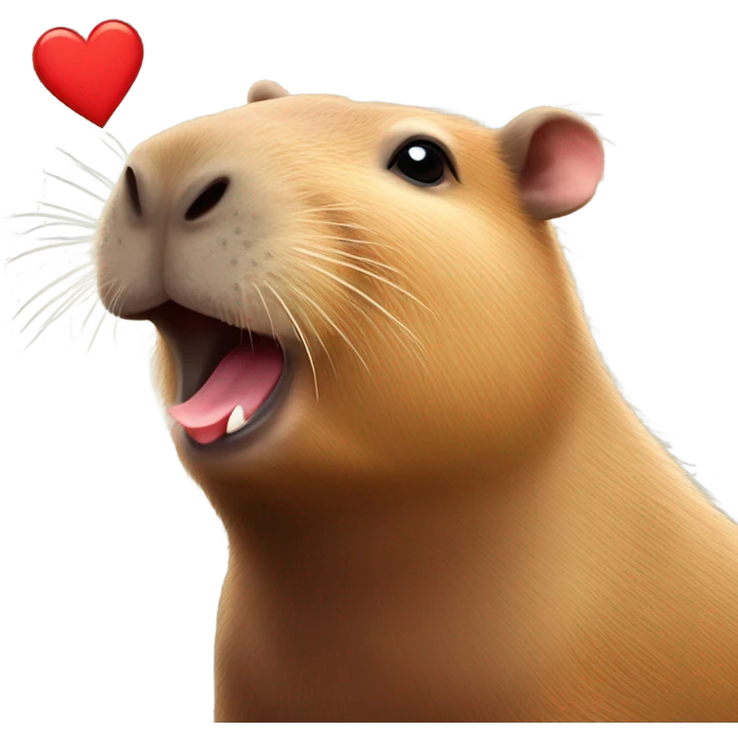 Capybara con corazón rojo en manos con cara enojada emoji