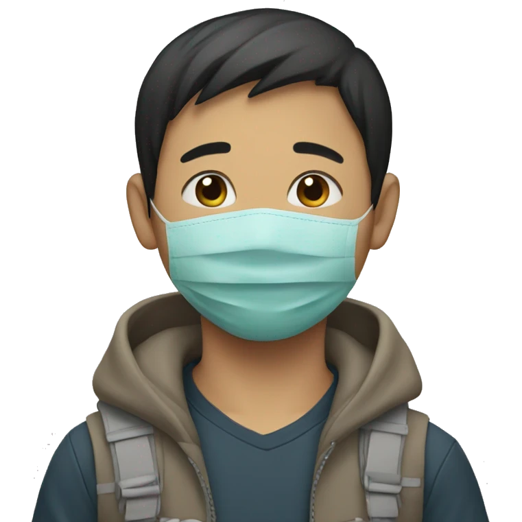 asian boy with mask emoji