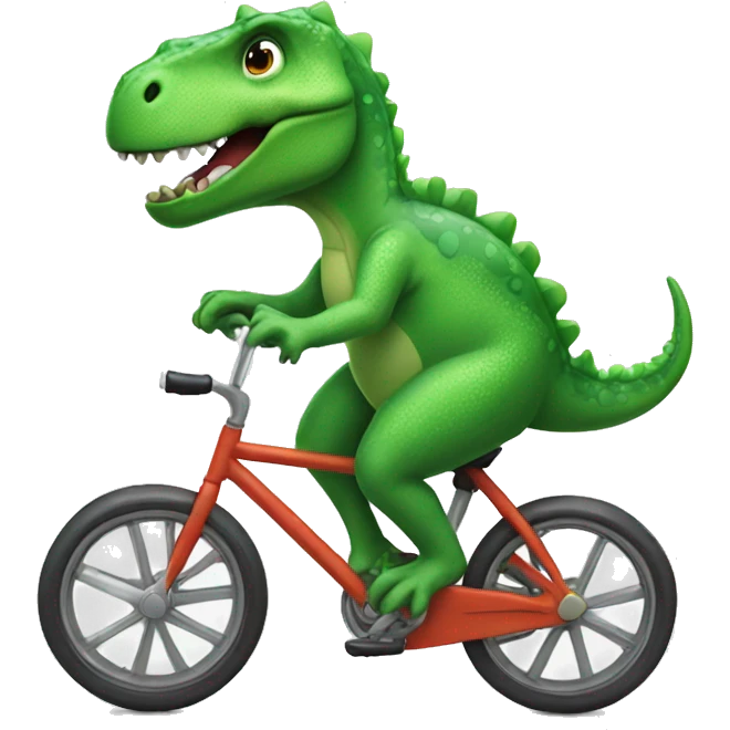 a green dinosaurier riding a bicycle emoji