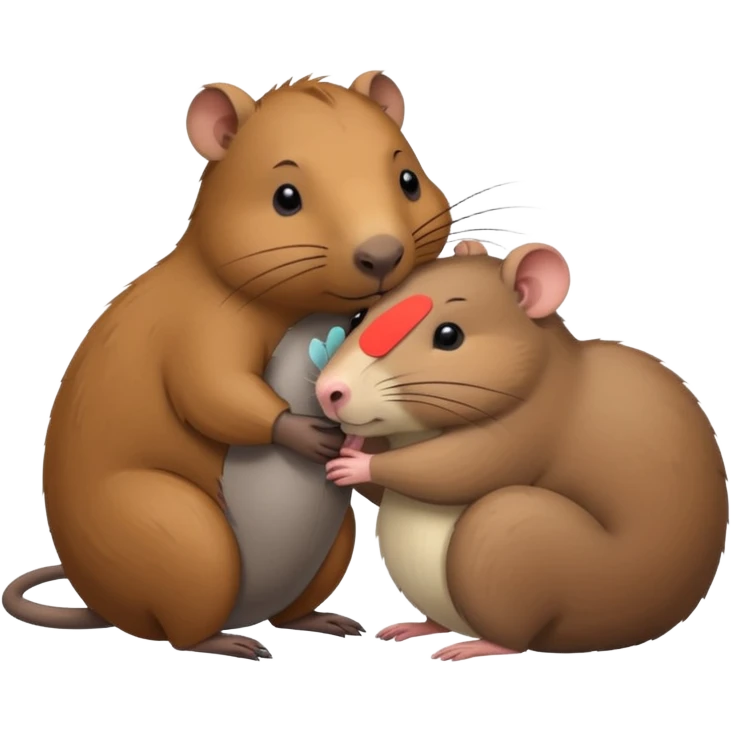 capybara and a mouse cudding with each other emoji