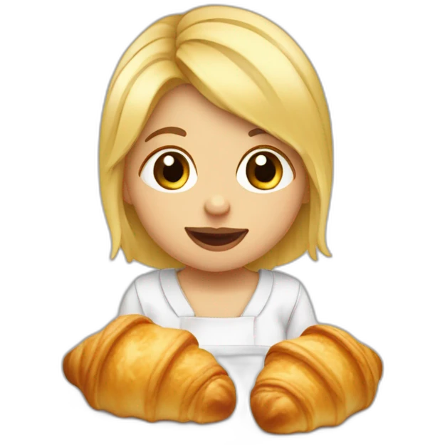 Tête bébé fille blonde qui mange un croissant  emoji