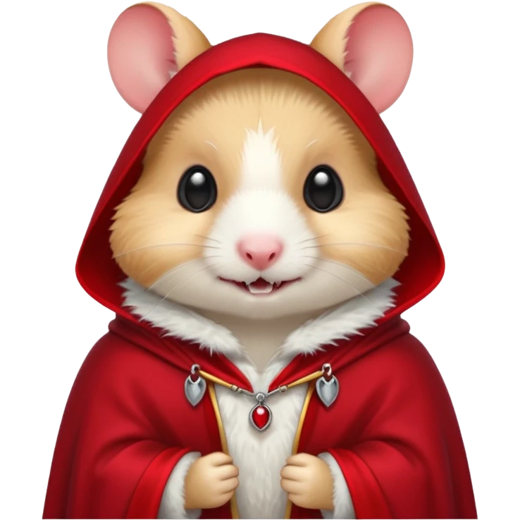 { "type": "object", "look": "hamster in red collar cloak", "description": "a vampire hamster wearing a red collar cloak" } emoji