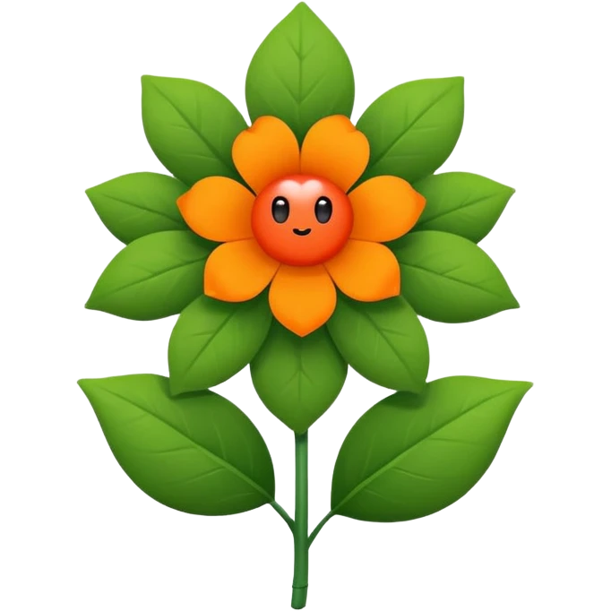Green stem, white bud with black cartoony face: ;p. And six heart shaped yellowish orange petals emoji