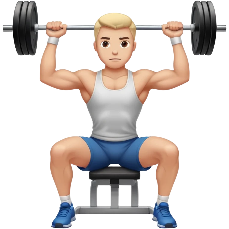 A focused athlete using a gym machine, lifting weights with determination. The gym has modern equipment, mirrors reflecting strength, and a motivating atmosphere. The athlete's concentration shows dedication and commitment to fitness emoji