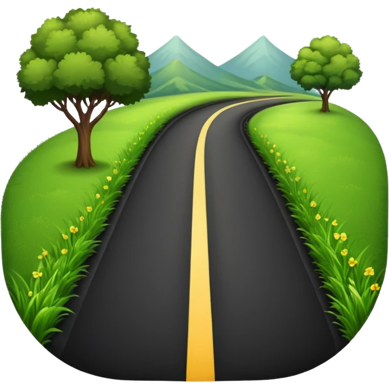 wide roadway with Grass on the sides emoji emoji