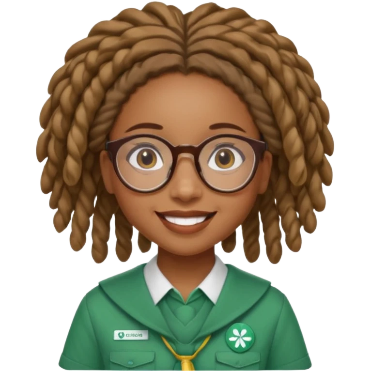 African American Girl Scout with glasses and locs emoji