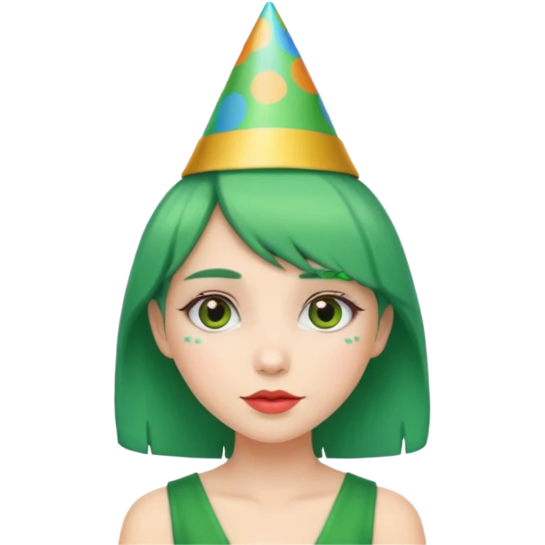 party hatted green haired girl emoji