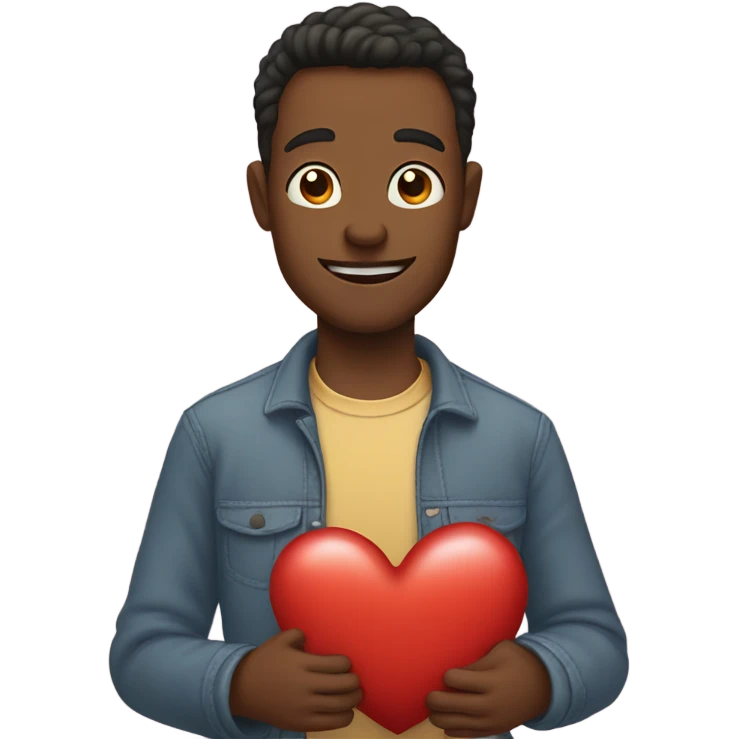 Father holds big heart emoji