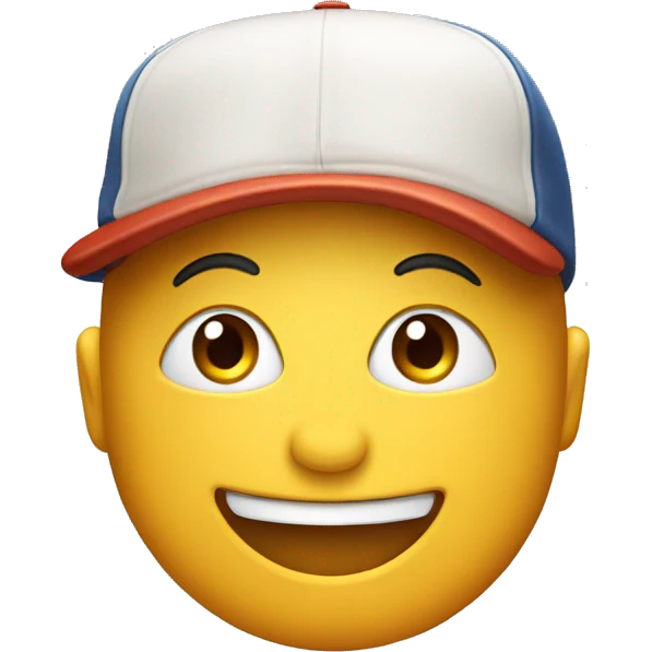 A happy iphone with a baseball cap on emoji