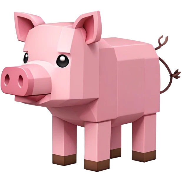 Minecraft pig, full body, pink blocky animal with square head and square body emoji