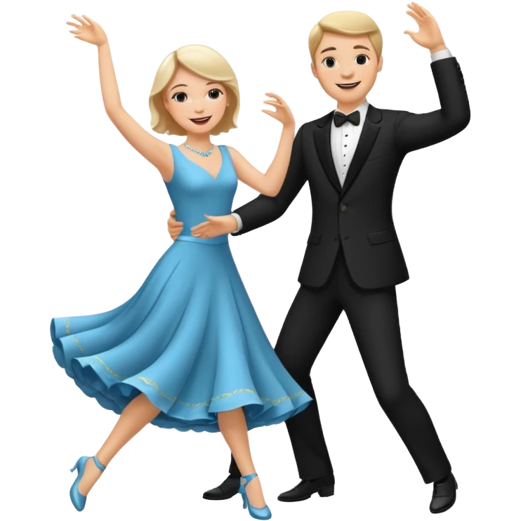 White Man and white woman dancing white emoji