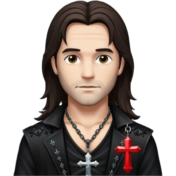 Van Helsing (Male) from Dracula with long dark brown hair, black sequin outfit emoji