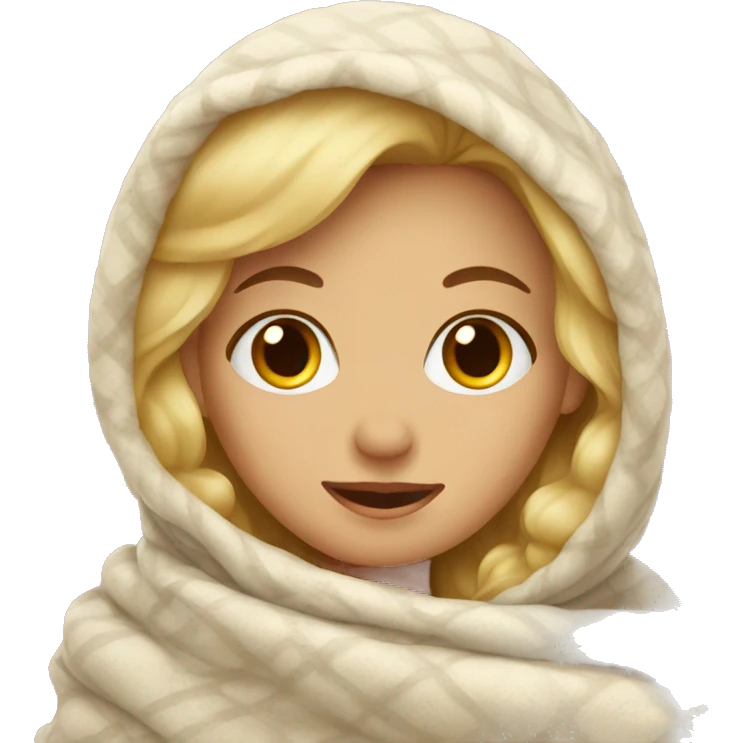 Blonde Girl in cozy blanket emoji