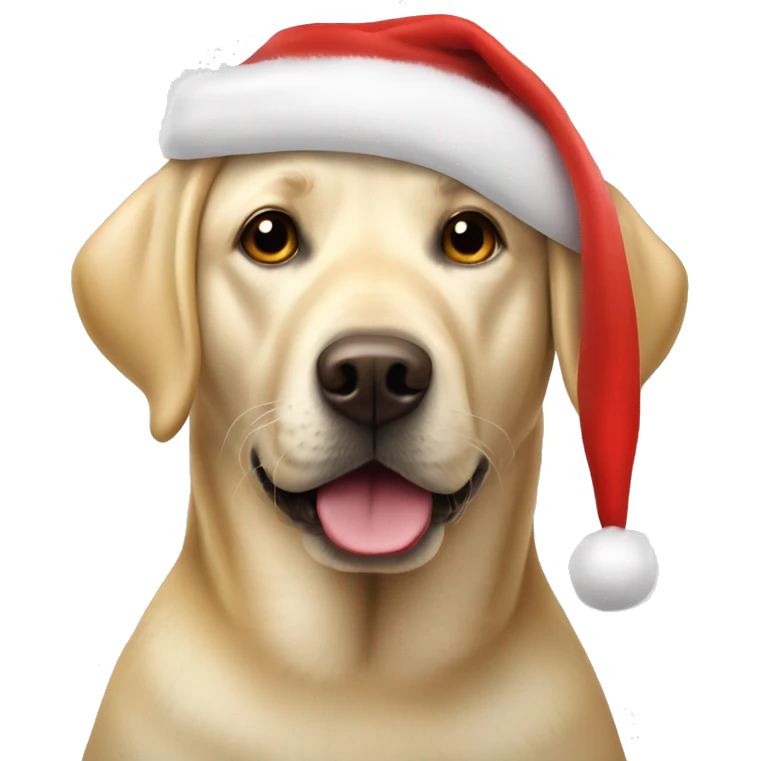 Blonde Labrador with Santa Claus hat emoji