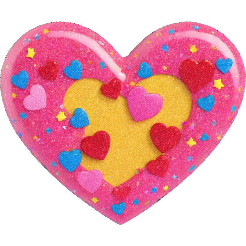 heart with multicolor chunky glitter emoji