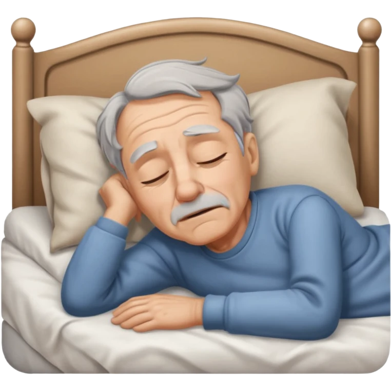sleepy old man lying down on bed emoji