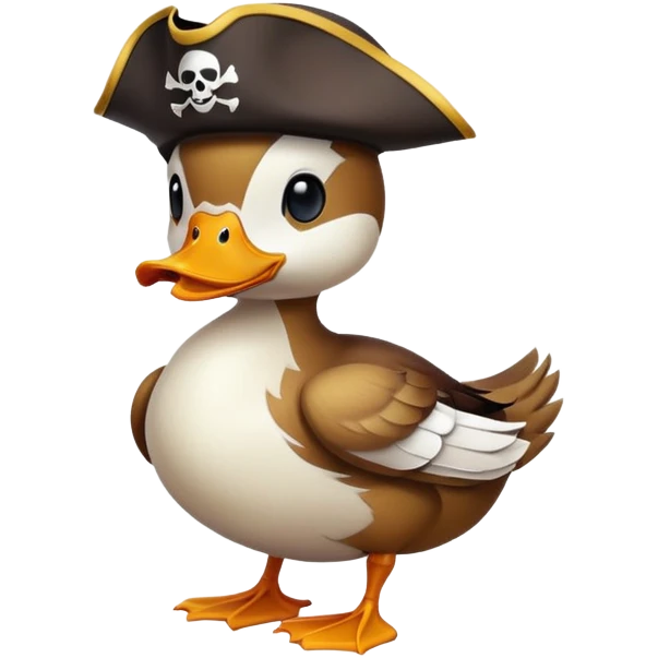 Утка с пираткой шляпой emoji