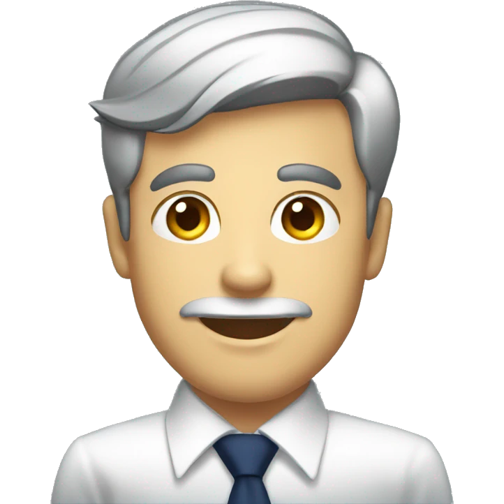 A man with white shirt navy blue tie raising a board emoji