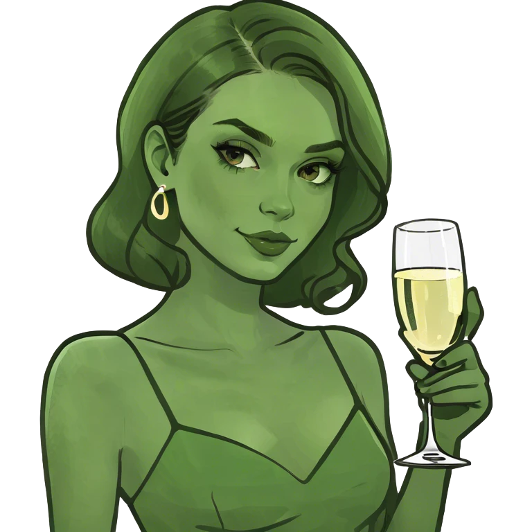 beautiful pale brunette girl with glass of champagne  emoji
