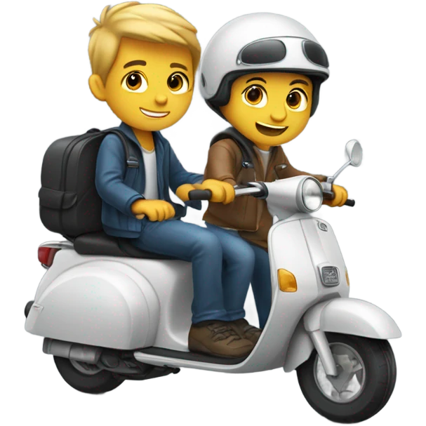 Two boys on a scooter  emoji