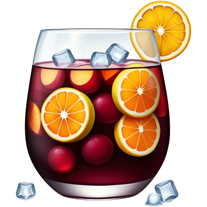 sangria drink with lots of visible ice cubes, wine, fruit slices, extremely cold emoji