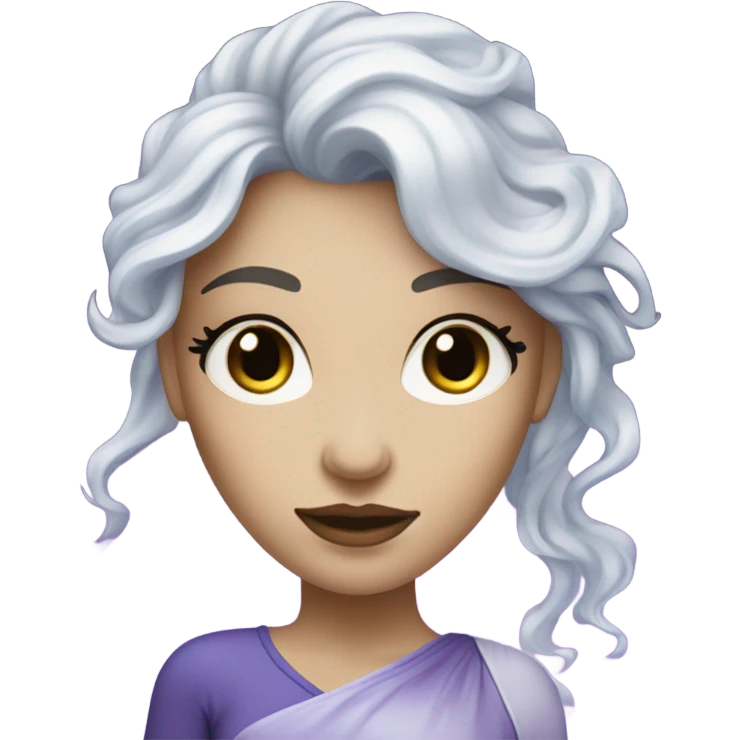 caucasian white skin mystical woman with sparkling galaxy hair with moon and stars in purple and blue shades emoji