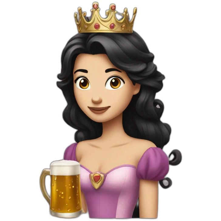 Princess Dark haire with bier emoji
