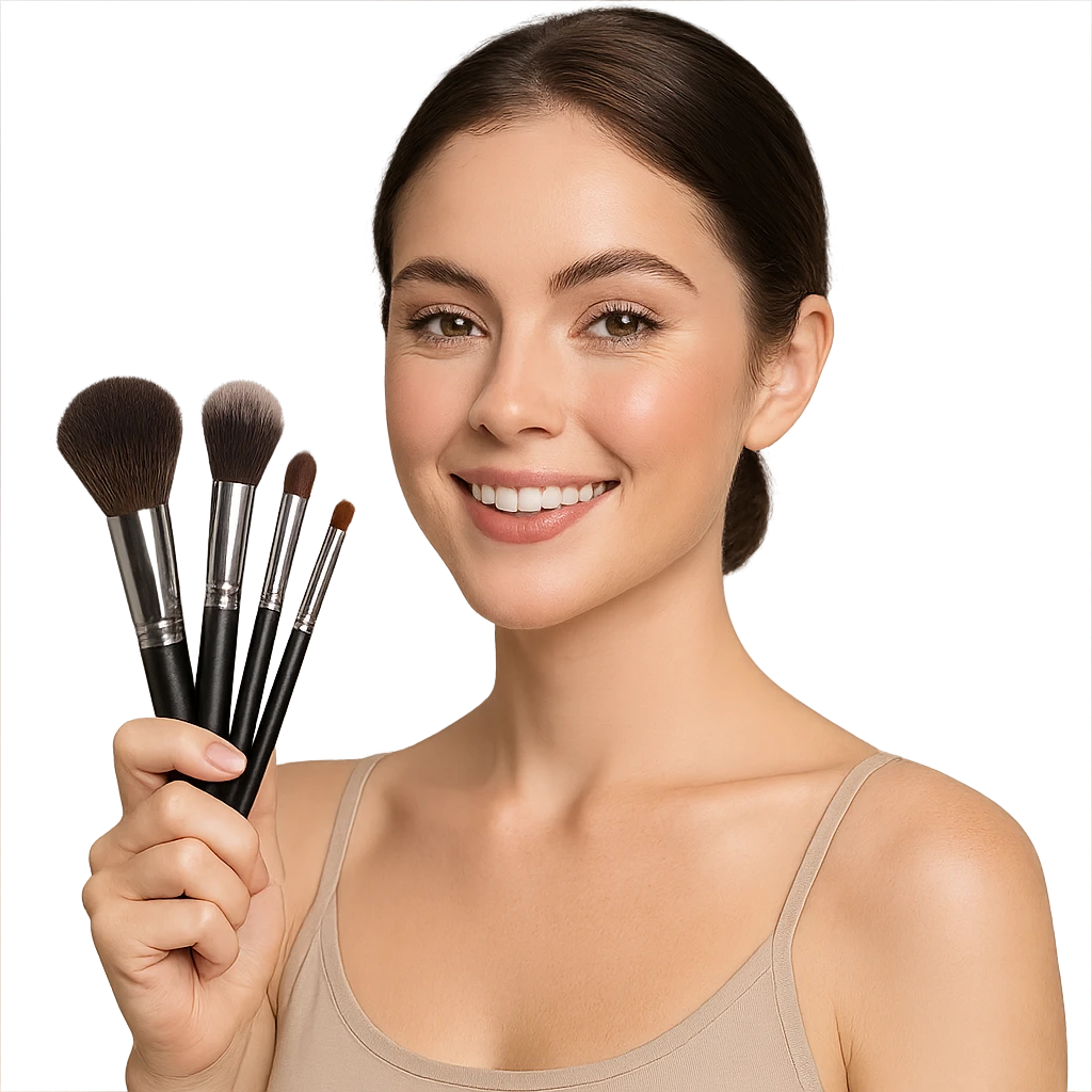 person holding makeup brushes, variation 1 emoji