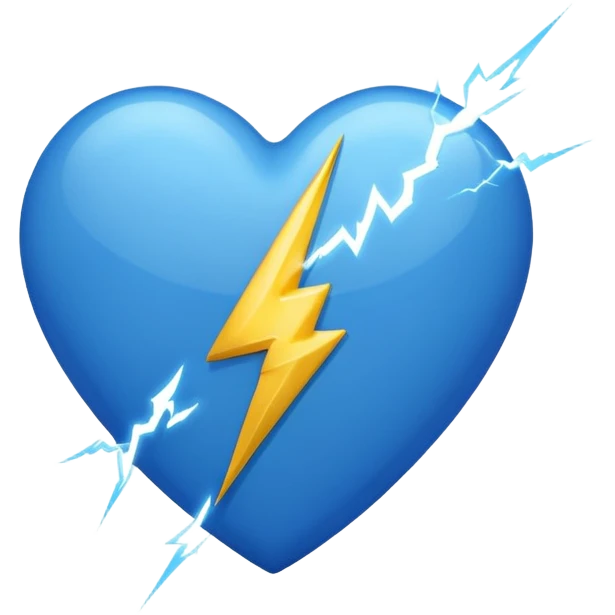 white heart with a lightning bolt emoji