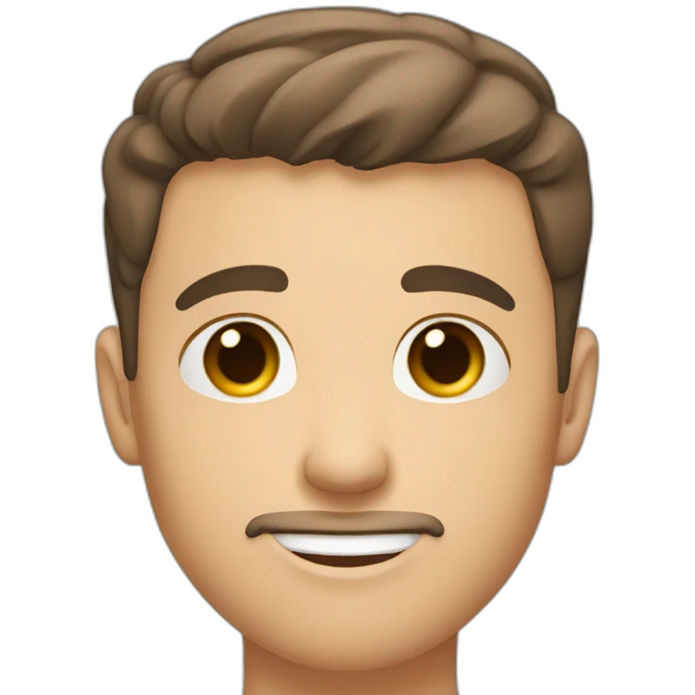 cute white man round face with dark brown fade haircut brown eyes emoji
