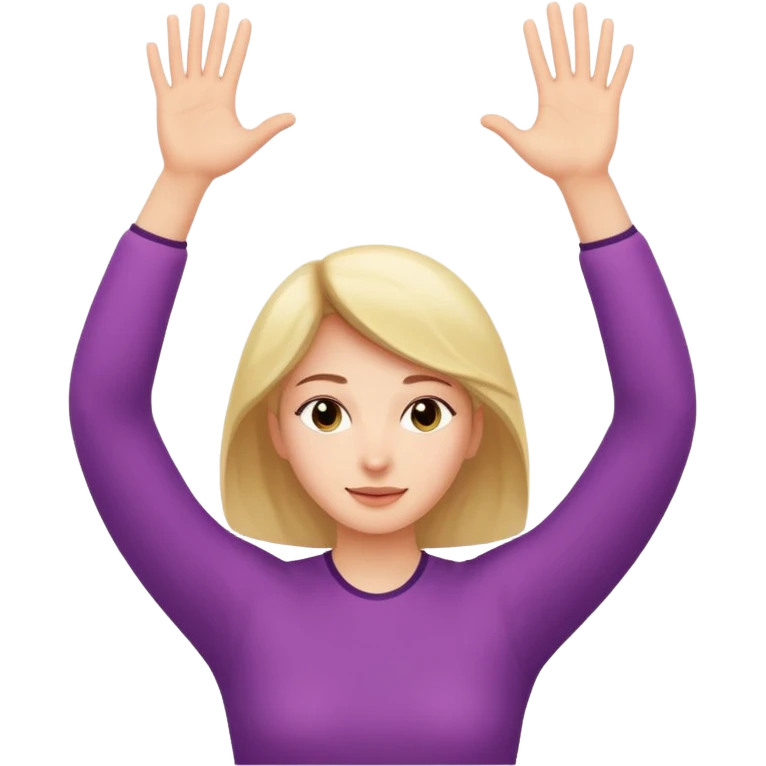 A woman who just woke up, stretching lazily with her hands raised emoji