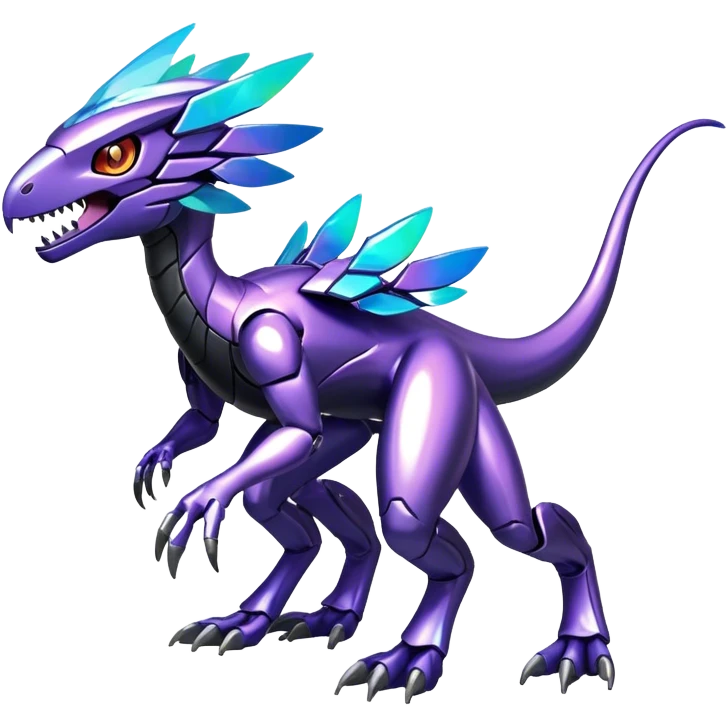 Shiny Nebula Futuristic Fakemon-Pokemon-Digimon-Spectrobes-Raptor-fusion, full body emoji